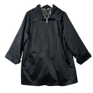 Dennis By Dennis Basso Jacket Women‎ 1X Navy Blue Zip Front Lined Spring Fall